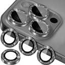 2 x Compatible for iPhone 11, 11 Mini, 11 Pro & iPhone 11 Pro Max Camera Lens Protector (3+1 Pack) - Bling Sparkling Glitter, Anti-Scratch Camera Cover with Tempered Glass, Case Friendly (Black)