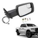 SecosAutoparts Passenger Right Side Mirror Compatible with 2019-2024 Ram 1500, Power Heated Glass, Manual Folding, Black Textured, 5-Pin Connector, Replaces 68276498AH CH1321471