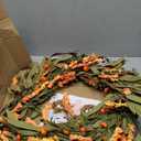 Sggvecsy Artificial Fall Wreath - 22'' Autumn Front Door Wreath with Harvest Foam Leaves, Small Pumpkins for Outside, Indoor Wall, Window Festival, Thanksgiving Decor