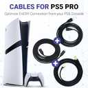 BrightOn - Optimized Set Compatible with PS5 PRO | 8K HDMI 2.1 HDR 8K@60Hz/4K@120Hz Gold Plated | CAT 7 Super High Speed Gold Plated | Fast Charge Cable (PS5 PRO)