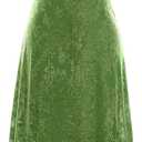 BTFBM Women's Summer Dress Sleeveless Spaghetti Strap Midi Dress Sexy Cowl Neck Floral Cocktail Dress Party Dresses (Green, L)