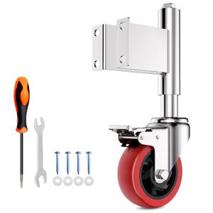 Spring Loaded Gate Casters 4 Heavy Duty Gate Caster Wheels with Hardware Red with Brake