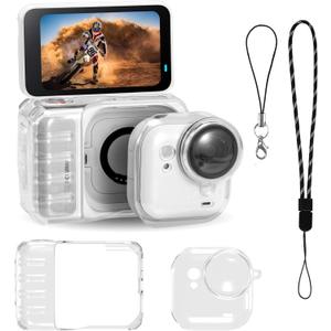 STARTRC VCR Protective Cover Case for Insta 360 Go Ultra Accessories Shockproof Anti-Scratch Washable Transparent Cover Anti-Slip Dustproof Protection for Go Ultra with Lens Cap & Lanyard