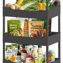 5-Tier Plastic Rolling Utility Cart, Rolling Storage Cart, Narrow Shelf, Bathroom Organizer Rolling Utility for Office, Kitchen,Bathroom,Living Room,Laundry Room