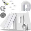 Gulrear 95"Sliding Door AC Vent Kit with  5.1"Extendable Hose Security Lock & Weather Stripping Universal 5.0/5.9 Inch Coupler for Sliding Glass/Window Portable AC Energy Saving Airtight Seal System