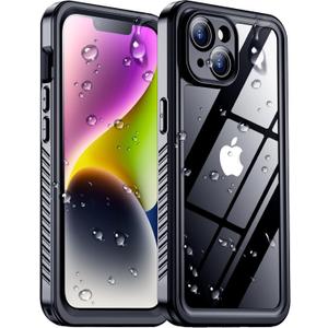Red2Fire 2024 New for iPhone 14 Case Waterproof,[Built-in Screen Protector & Camera Protector][Full Body Shockproof][IP68 Underwater][Dustproof][Dropproof] Phone Case for iPhone 14 6.1" Black/Clear