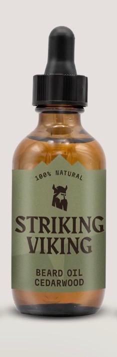 Striking Viking Beard Oil for Men - 2 Fl Oz, Cedarwood Scent - Naturally Derived Conditioner with Almond, Tea Tree, Argan & Jojoba Oil for Beard Growth, Softening & Moisturizing