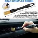 7PCS Car Detailing Brush Set, Ultra Soft Boars Hair Car Interior Detailing Brushes, Car Interior Detailing Kit, Car Cleaning Gel Supplies Kit, Car Dust Brush, Car Accessories for Truck, Suv, Interior