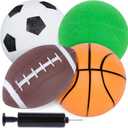 3 otters 4-Pack Sports Balls for Toddlers & Kids, Playground Balls with Pump, 5-Inch Soccer Ball, Basketball, Kickballs, Stockings for Grandkids, Toys for 2+ Boy Indoor/Outdoor Play