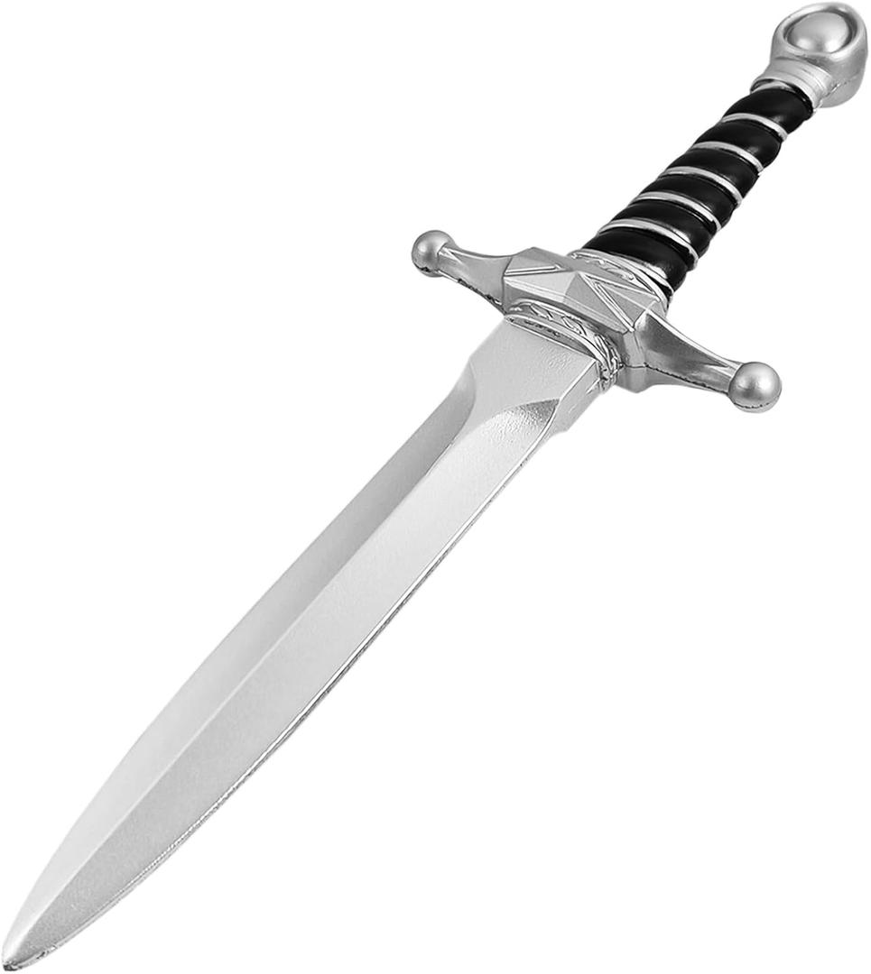 Halloween Cosplay Sword 15" Foam Swords Plastic Medieval Weapon Fake Dagger for Masquerade Cosplay Dagger Sliver