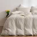 RRENEWROOTS Gream Gray Twin Duvet Cover, 100% Sandwashed Cotton Soft Twin Size Duvet Cover Set 3 Pieces with Zipper Clousre & Corner Buttons (Cream Gray, Twin 69 x 90)