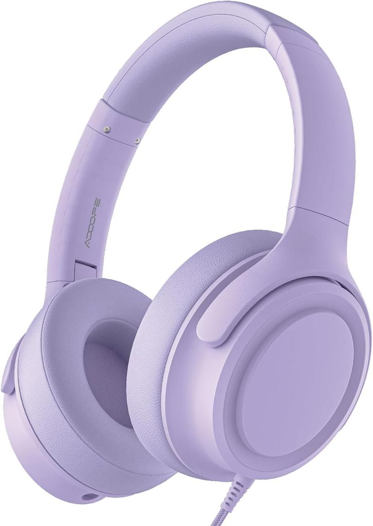 ADOOPE Wired Over-Ear Headphones with USB C Connector, Hi-Fi Stereo Sound, Noise-Isolating Ear Cups, Comfortable Fit for USB C Devices (No Bag, Purple)