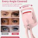 Heated Eyelash Curler, 5s Fast Heating Electric Eyelash Curler, Safe Anti-Burn Eyelash Curlers with Silicone Pad, Type-C Quick Charge, Intelligent Temp Control, 24H Long-Lasting Curls (Pink)