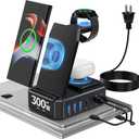 Wireless Charger for Samsung,300W 10 in 1 Wireless Charging Station, 65W USB C Fast Charging Stand for Samsung S25 Ultra/S24/S23/S22/Note 20,Galaxy Watch Ultra7/6/5,Galaxy Buds(Not for Apple Watch)