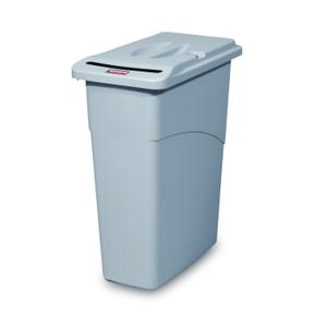 Rubbermaid Commercial Products Slim Jim Waste Confidential Combo 23-Gallon Gray Paper Slot to dispose Documents with Lock Lid for Security Best use for Offices/School/University/Courtroom
