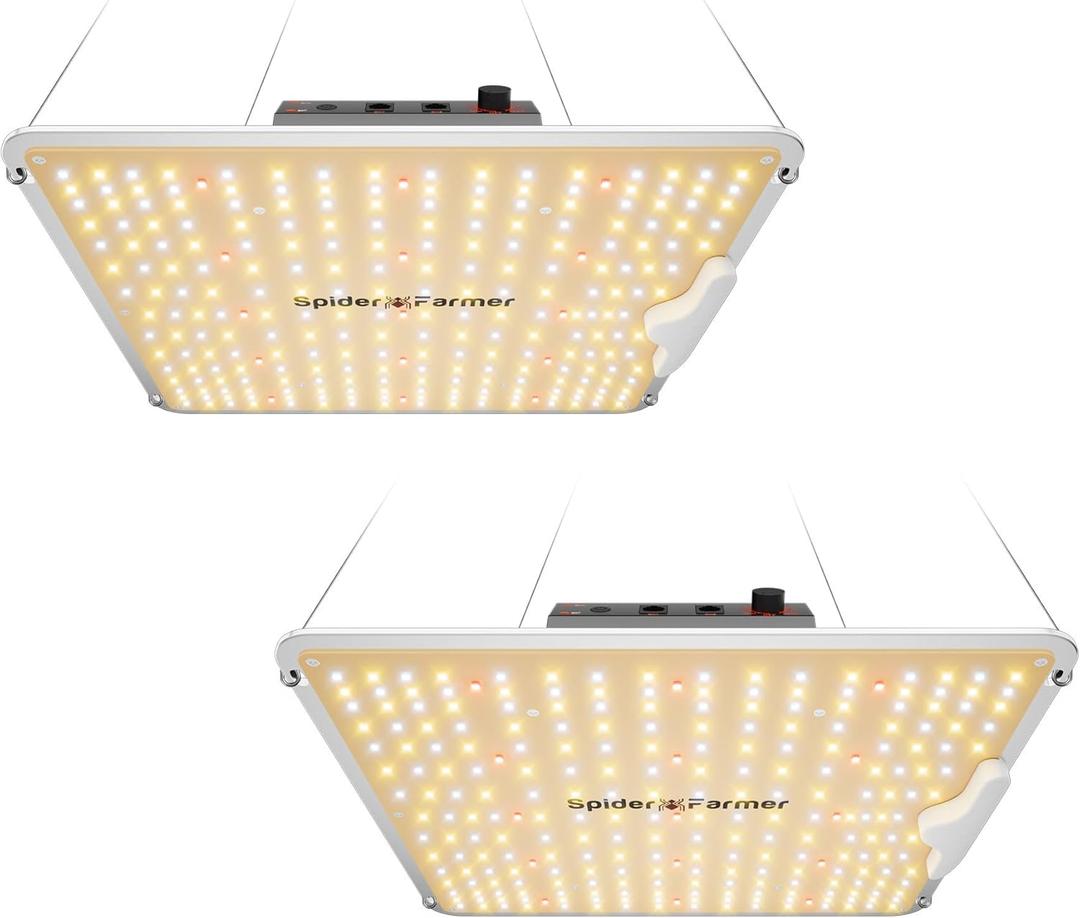 Spider Farmer SF1000-2Pack 200W LED Grow Light for Indoor Plants, Upgraded High Efficiency LEDs, Dimmable Full Spectrum High PPFD, Deep Penetration for Seed Starting/Vegetables/Bloom in 2x4 Grow Tent