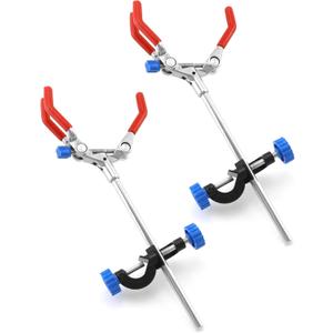 QWORK Adjustable Lab Clamp with 3 Prong Finger Design and Scientific Extension - Reliable Bosshead Clamp Holder, Laboratory Stand Clip, 2 Set