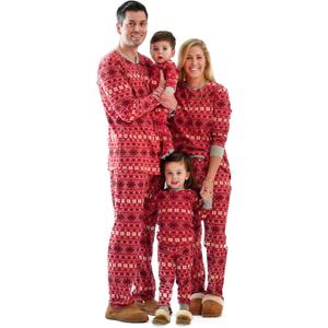 JAMIE Matching Family Jammies Christmas Pajamas Organic Cotton PJs Womens, Mens, Kids, Toddlers, Baby, Pets (4T, Nordic Fair Isle Red)