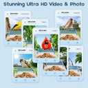 Bird Feeder with Camera-Free AI Forever for 1,1000+ Birds Identification, 2K HD & 5MP Night Vision, Record Video Live View, 64GB Card, App Alerts, Gifts for Bird Lovers