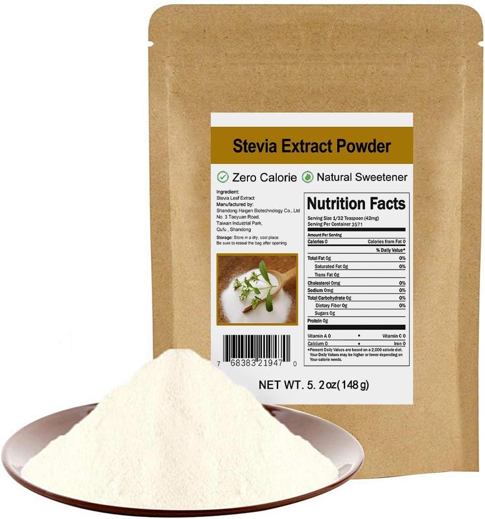 Pure Stevia Extract Powder without Erythritol 5.2oz(148g) - Highly Concentrated Stevia Powder Sweetener, Zero Calorie, No Artificial, Natural Sugar Alternative