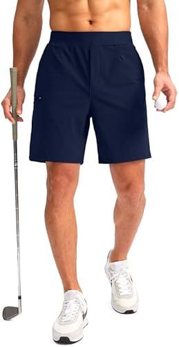 Viodia Men's 7" Golf Shorts with 5 Pockets Elastic Waist Dry Fit Stretch Shorts for Men Hiking Casual Athletic, M
