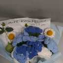 Completed Blue Crochet Flowers Bouquet, Handmade Knitted Bouquet, Crochet Artificial Flowers for Mother's Day, Graduation, Birthday, Wedding, Home Decor, Gifts (Blue Rose)