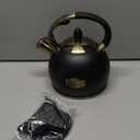 SUSTEAS Stove Top Whistling Tea Kettle - Food Grade Stainless Steel Teakettle Teapot with Cool Touch Ergonomic Handle, With 1 Silicone Pinch Mitt Included, 2.64 Quart(BLACK)