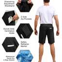 Hioutdoor Mens Shorts Waterproof Quick Dry Slim Fit Athletic Running Gym Training Zipper Pockets for Basketball Tennis Hiking Workout Swim Trunks Black 2XL (Black, XXL)