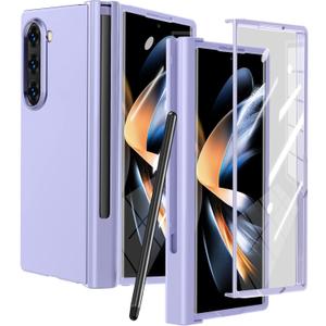 for Galaxy Z Fold 6 5G Case with S Pen Holder & S Pen [Screen Protector] [Hinge Protection] Hard PC Anti-ScratchesMilitary-Grade Shockproof case Cover for Z Fold 6,[Purple] MUS-FMGB-03-04