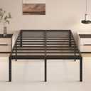 HOBINCHE 20 Inch Queen Size Bed Frame, No Box Spring Needed, Heavy Duty Black Metal Platform Mattress Foundation with Steel Slats, Non-Slip Noise Free Easy Assembly, Large Storage