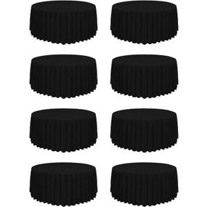 8 Pack Round Tablecloth 90 Inch Black Table Cloth for Round Tables, Washable Polyester Tablecloth Stain and Wrinkle Resistant Decorative Table Cloth for Wedding Party Dining Banquet