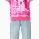 My Little Pony Girls Rainbow Tie-Dye Hoodie Sweatshirt Unicorn Graphic Pullover Tops Casual Clothes for Baby-Toddler Kids (Pink)