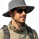 Men Breathable Adjustable Safari Boonie Hat (Gray)