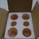 Double Sided Vintage Ribbed Taper Glass Candle Holders, Tea Candle Holder for Table Centerpieces, Wedding Decorations and Dinner Parties (Orange Pink, 6 PCS)