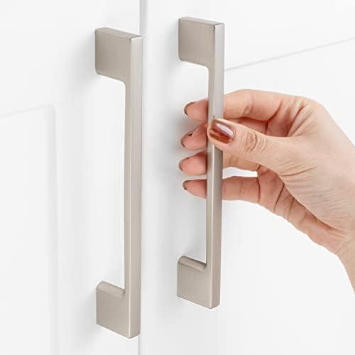 ASKANO 10 Pack 5 Inch Hole Centers, Brushed Nickel Cabinet Pulls Satin Nickel Cabinet Handles Silver Kitchen Hardware for Cabinets ZP2205 Drawer Bedroom Dresser Bathroom Vanity Cupboard Closet
