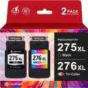 275XL 276XL Replacement for Canon Ink 275 and 276 PG-275 CL-276 Black Color Ink Cartridges Combo Pack Compatible with PIXMA TR4720 TS3522 TR4700 TS3722 TS3500 TR4722 TS3720 TS3520 Printer