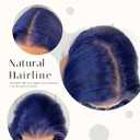 BlackSwern Dark Blue Wig 13x6 Synthetic Lace Front Wig,HD Lace Pre-Plucked Navy Blue Lace Frontal Wig,26inch Body Wave Wigs 200 Density,Pre-Plucked PLUS 1.5Hairline+ Flat Iron Relaxed Free Part