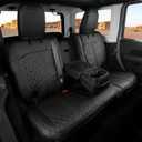 for Jeep Wrangler Seat Covers 4Door JL 2018 2019 2020 2021 2022 2023 2024 2025 2026, Custom Fit Car Seat Cover Full Set, Luxury Waterproof Leather Seat Protectors, Black, with Rear Cup Holder