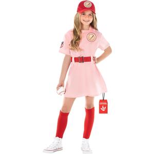 Morph - Pink Baseball Player Costume For Kids, Softball Halloween Costumes For Girls, Movie Character Costumes Toddler (7-9 Years)