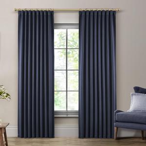 SHINELAND Navy Blue 96 Inches Long 2 Panels Set Room Darkening Thermal Insulated Curtains,Navy Blue Blackout Curtains Back Tab/Rod Pocket 96 Inches