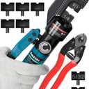 AMZCNC Hydraulic Crimping Tool Kit - with 9 US Standard Copper Cable Dies (12AWG to 2/0AWG), 2 Stainless Steel Wire Rope Dies for 1/8" and 5/32" and 5/32" Stainless Steel Cable Cutt