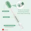 Momcozy Bottle Brush Kit Pro, Innovative Push-Press Design for Deep Cleaning - Bottle Cleaner Brush for Bottle/Breast Pumps/Nipple - Clog-Free Brush & Foam-Generating Design for Better Cleaning, Green