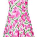 Girls Summer Sundress Adjustable Strap Cami Dress Spaghetti Strap Dresses Size 4-13 (5-6 Years, Watermelon 01)