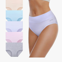 coskefy Women's High Waisted Cotton Underwear Soft Breathable Panties Stretch Briefs Ladies Panties 5 Pack, Size:XL