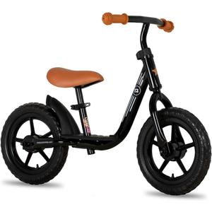JOYSTAR 10"/12" Toddler Balance Bike for Girls & Boys, Ages 18 Months to 5 Years, Kids Push Bike with Footrest & Adjustable Seat Height, First Birthday Gifts for 2-5 Boys Girls (Black)