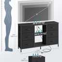 SONGMICS BELLAH Collection - TV Stand for TVs Up to 55 Inches, Dresser for Bedroom, Living Room, Chest of Drawers, Steel, 6 Drawers and 2 Shelves, Modern, Ink Black ULGS032B101S