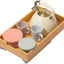 HOLDN STORAGE Bamboo Wooden Pull out Cabinet Organizer 11"W x 21"D Requires At Least a 12.25"W x 21"D Cabinet Opening, Bamboo Tray and Heavy Gauge Metal Rails