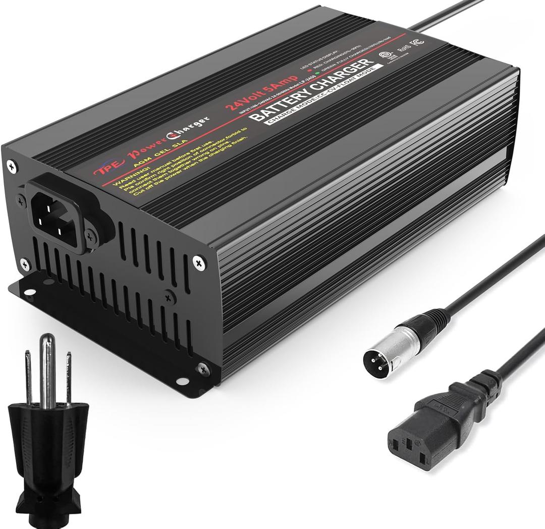TPE 24V 5A Battery Charger, Automatic Smart Battery Charger, Trickle Charger Maintainer for Wheelchair