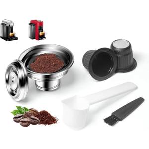 Reusable Coffee Pod Converter Compatible with Nespresso Original Line Capsule Stainless Steel Coffee Capsule Adapter Compatible with Nespresso Vertuo ENV135 GCA1 Machine