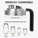 Aieve Stainless Steel Mason Jar Pour Spout Lid, 2 Pack Wide Mouth Mason Jar Pitcher Flip Cap Lids with Handle for Ball Jar Lids (3.38 inch)